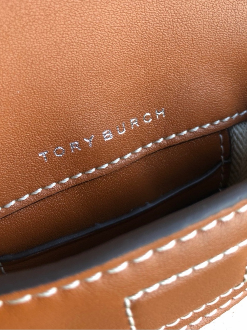 Tory Burch Tan and Cream Logo Cutout Crossbody Bag - Picture 8 of 8